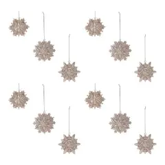 Ornate Champagne Snowflake Ornaments Set