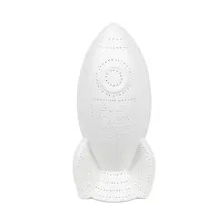 Simple Designs 6" White Porcelain Rocketship Table Lamp