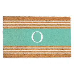Teal Monogram Stripe Doormat O