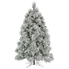 6.5ft. Pre-Lit Flocked Bavarian Pine Artificial Christmas Tree, Clear Lights