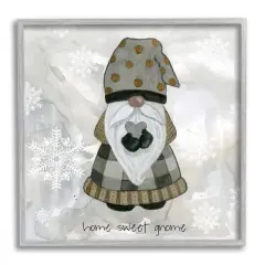 Stupell Industries Home Sweet Gnome Winter Snowflakes Framed Giclee Art Gray