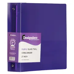 JAM Paper 2" Glass Twill Plastic 3-Ring Binder Purple