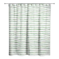 Green Painted Stripes Shower Curtain