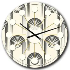 Designart 'Retro Curved Minimal Geometric Ornament Ii Mid-Century Modern Wall Clock