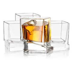 JoyJolt&reg; Carre Square Heavy Base Crystal Whiskey Glasses, 4ct.