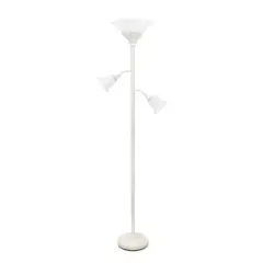 Lalia Home Torchiere Floor Lamp with 2 Reading Lights White/White Shades