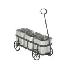 Silver Metal Farmhouse Wagon Planter