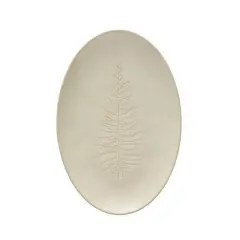 Hello Honey&reg; 12" Wide White Oval Debossed Stoneware Platter with Tree Design