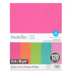 8.5" x 11" Mixed 24lb. Solid Core Paper Pack by Recollections&trade;, 120 Sheets Brights