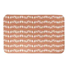 Orange & White Leaves Bath Mat