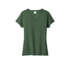 Port & Company&reg; Fan Favorite&trade; Blend Ladies V-Neck T-Shirt Forest Green Heather