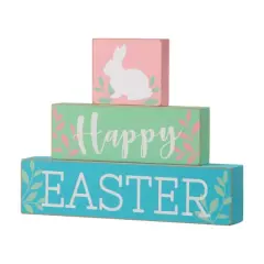 Glitzhome&reg; 9.5" Wooden Easter Block Table D&eacute;cor