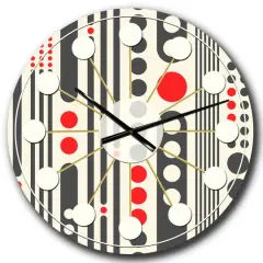 Designart 'Retro Geometrical Abstract Minimal Pattern Ii Mid-Century Modern Wall Clock