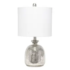 Lalia Home 20" Mercury Hammered Glass Jar Table Lamp with White Shade