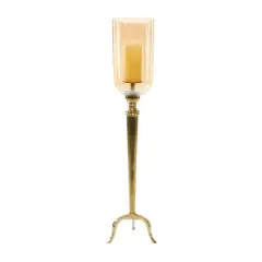 38" Gold Aluminum & Glass Traditional Candlestick Holder