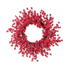 Glitzhome&reg; 25"D Christmas Red Berries Wreath