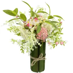 14" Pink & Green Hydrangea & Berry Floral Spring Bouquet