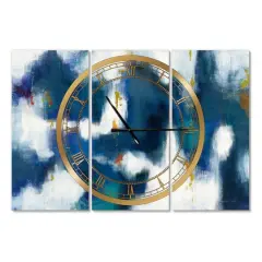 Designart 'Blue Glam Texture Ii Modern Multipanel Wall Clock