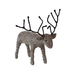 Hello Honey&reg; 8" Gray Handmade Wool Felt and Wire Reindeer