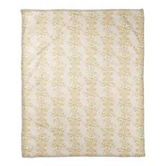 Floral Crest Coral Fleece Blanket Yellow