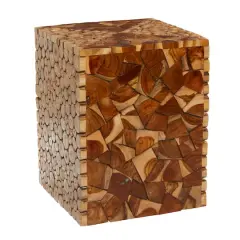 18" Brown Teak Contemporary Stool