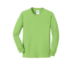 Port & Company&reg; Youth Long Sleeve Core Cotton T-Shirt Lime