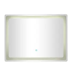 Clear Glass Modern LED Mirror, 32" x 1" x 24"