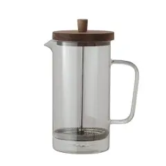 Hello Honey&reg; 36oz. Glass & Stainless Steel French Press Coffee Maker with Acacia Wood Lid
