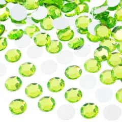 John Bead Acrylic Round Flat Back Rhinestones, 10mm Peridot