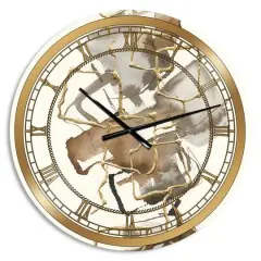 Designart 'Gold Glam Squares Iii Glam Wall Clock