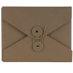 JAM Paper Brown Kraft Button & String Tie Closure Portfolio, 5.25" x 6.75"