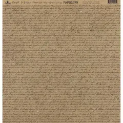 Paper Caf&eacute; Kraft & Black French Writing 12"x 12" Cardstock, 15 Sheets