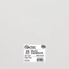 PA Paper&trade; Accents 12" x 12" Muslin 73lb. Cardstock, 25 Sheets Light Gray