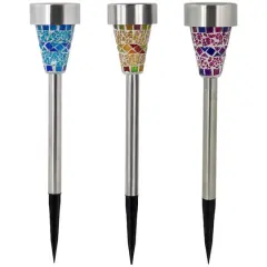 Mosaic Stained Glass Solar LED Pathway Lights Set