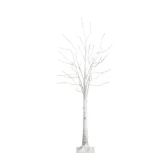 5ft. Pre-Lit White Birch Artificial Christmas Tree, Warm White LED Lights