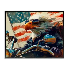 Stupell Industries Patriotic Bald Eagle Framed Giclee Art Black