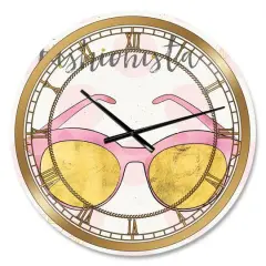 Designart 'Fashion Glam Accessories Pink Glam Wall Clock