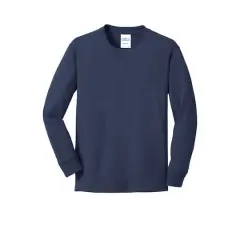 Port & Company&reg; Youth Long Sleeve Core Cotton T-Shirt Navy