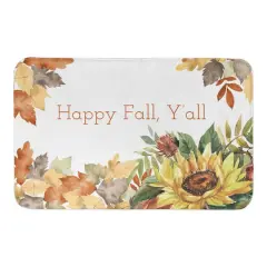 Floral Happy Fall Y'all Bath Mat