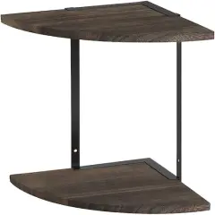 Rustic Brown 2-Tier Floating Corner Shelf