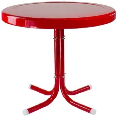 22" Outdoor Retro Tulip Side Table Red