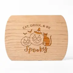 Eat Drink and Be Spooky 8" x 11" Redwood Oval Cutting Board