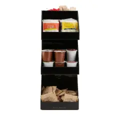 Mind Reader Black Acrylic 3-Tier High Quality Coffee and Tea Condiment Organizer