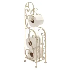 24" Cream Iron Traditional Toilet Paper Towel Holder