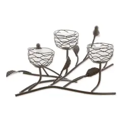 11" Triple Tealight Birdies Candle Holder