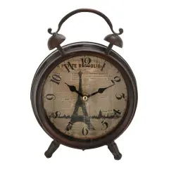 9" Vintage Black Metal Clock