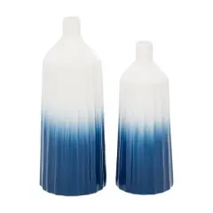 Set of 2 Blue Dolomite Coastal Vase, 16", 14"