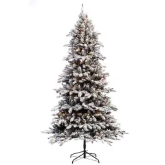 6.5ft. Pre-Lit Flocked &lrm;Bennington Fir Artificial Christmas Tree, Clear Lights