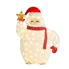 Glitzhome&reg; 42"H Lighted Christmas 3D Fabric Yeti Outdoor Decor