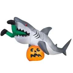 9ft. Airblown&reg; Inflatable Animated Halloween Shark Snack Scene